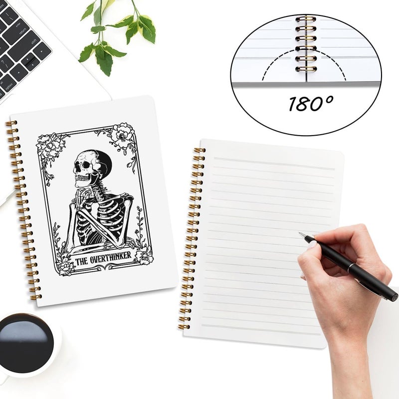 CQM 2 Pcs the Overthinker Goth Tarot Spiral Notebook Skull Gothic Tarot Cards Journaling Notebooks Gifts for Women Teacher Friend Teens College Ruled Notebook Journal, Classroom Office Supplies - Image 3